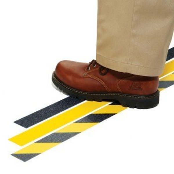 Incom Non-Skid Step Tape 1 roll Black/Yellow Hazard Stripe 60' L x 2" W FLM640-HZ